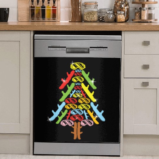 Christmas Christmas Tree Snowboard Snowboarder Dish Washer Covers