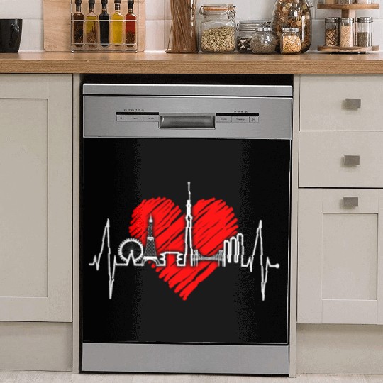 Tokyo Skyline Heartbeat Japanese Heart Love Tokyo Dish Washer Covers