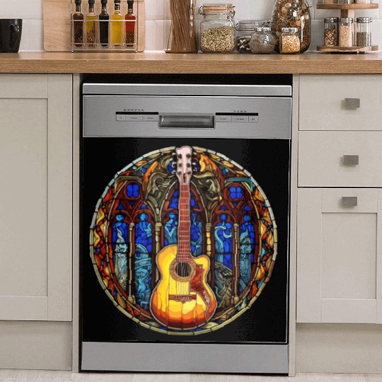 Stained Glass Art - Stylish Colorful Guitar Dish Washer Covers