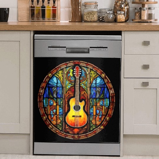 Cool Stained Glass Art Guitar for Men and Women Dish Washer Covers