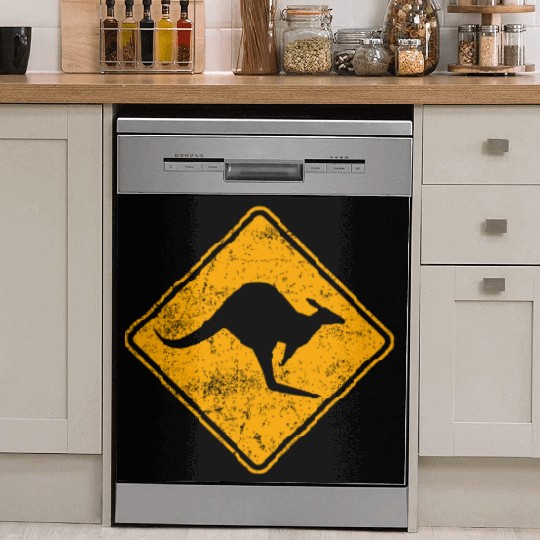 Outback Kangaroo Crossing Road Sign Dish Washer Covers