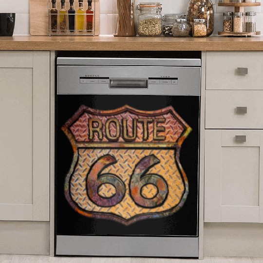 Route 66 vintage sign - Rusty metal 2 Dish Washer Covers