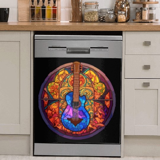 Funny Mosaic Art - Stained Glass Art Guitar Dish Washer Covers