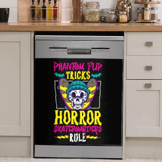Spooky Horror Skateboarder Halloween Skateboarding Dish Washer Covers