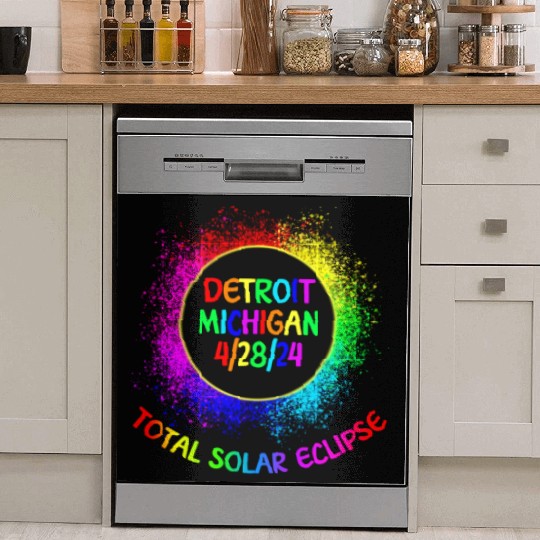 Total Solar Eclipse Detroit Michigan 4/28/24 Kids Dish Washer Covers