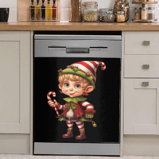 Christmas Elf Candy Cane X-Mas Pajamas Party Dish Washer Covers