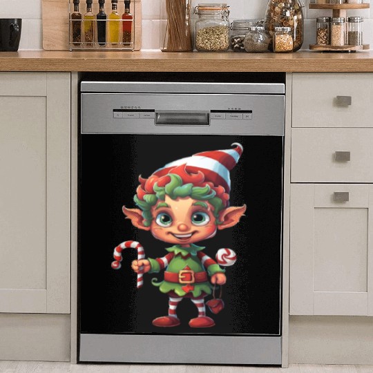 Christmas Elf Candy Cane X-Mas Pajamas Party Dish Washer Covers