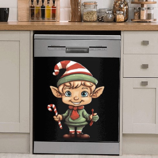 Christmas Elf Candy Cane X-Mas Pajamas Party Dish Washer Covers
