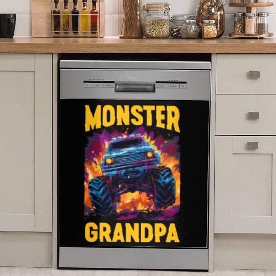 Monster Truck Grandpa Monster Grandad Retro Dish Washer Covers