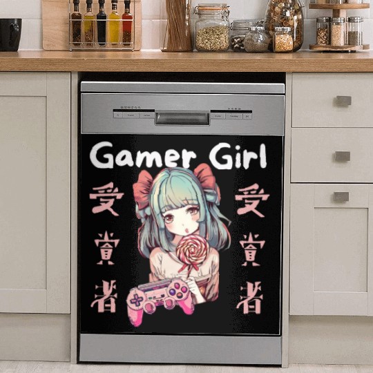 Gamer girl Anime Lollipop girl Dish Washer Covers