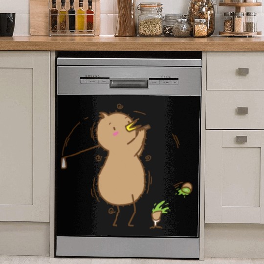 Kiwi playing Golf Kiwi Bird and Fruit Dish Washer Covers