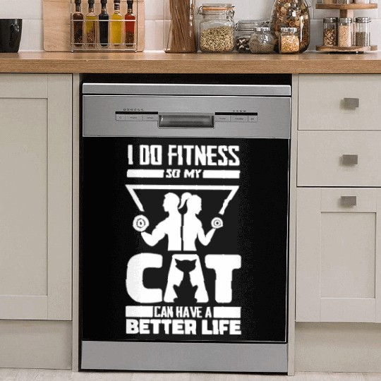 Fitness Workout Gym Cat Dish Washer Covers