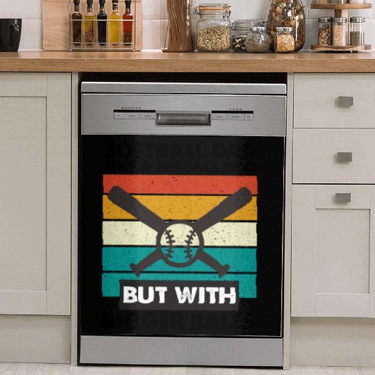 Vintage Softball Dad Like A Baseball Dad Us Flag Dish Washer Covers