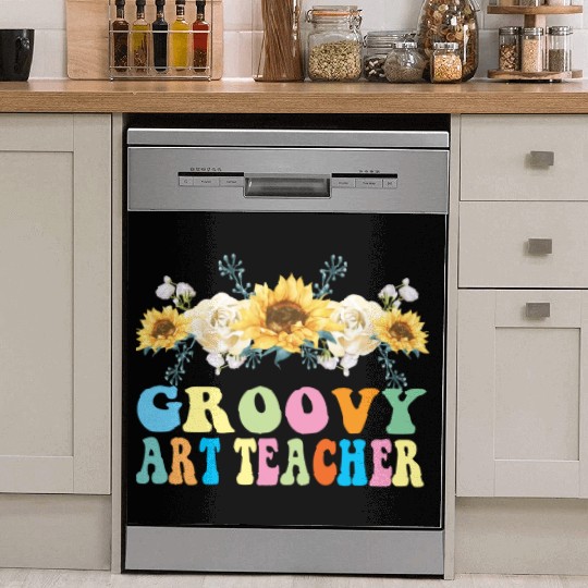 Groovy Art Teacher Flower Gift Dish Washer Covers