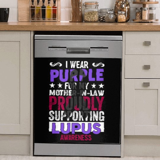 I wear Purple for my Mother-in-Law Lupus Awareness Dish Washer Covers