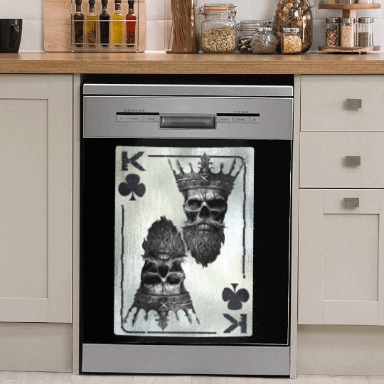 Gothic Card Game Clubs King Creepy Dish Washer Covers