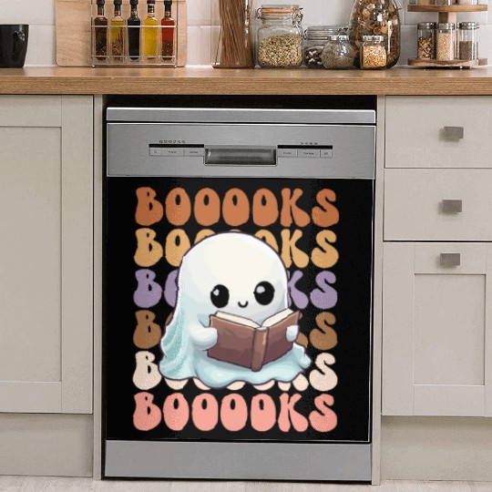 Cute Ghost Reading Books | Booooks | Funny Dish Washer Covers