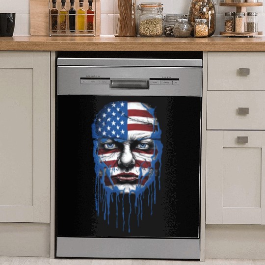 Face with an American Flag Painted Dish Washer Covers