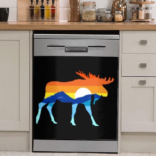 Camping Hiking Retro Mountains Outdoors Camp Moose Dish Washer Covers