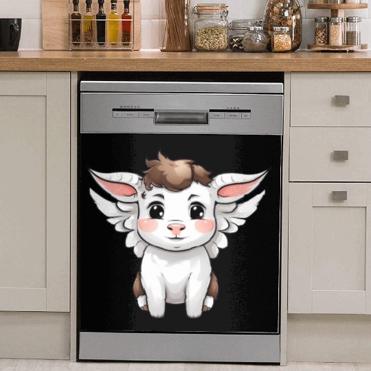 Heavenly Bond: Cow & Calf with Angel Wings Dish Washer Covers