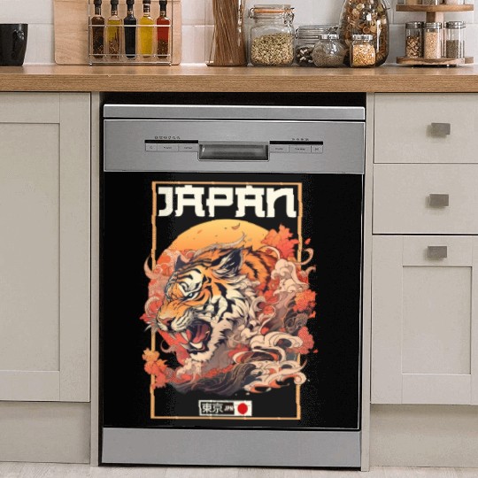 Tokyo Asia 80s Japanese Retro Tiger Dish Washer Covers