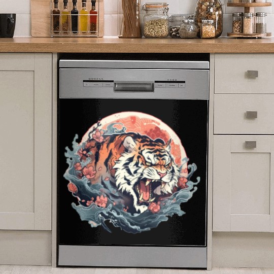 Tokyo Asia 80s Japanese Retro Tiger Dish Washer Covers