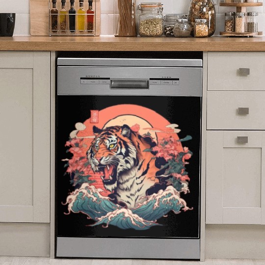 Tokyo Asia 80s Japanese Retro Tiger Dish Washer Covers
