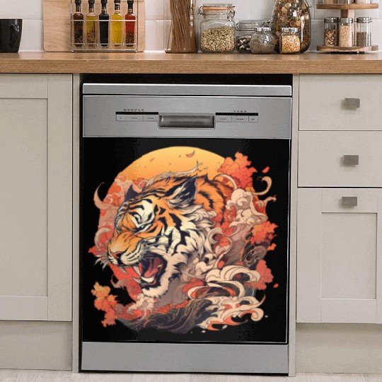 Tokyo Asia 80s Japanese Retro Tiger Dish Washer Covers