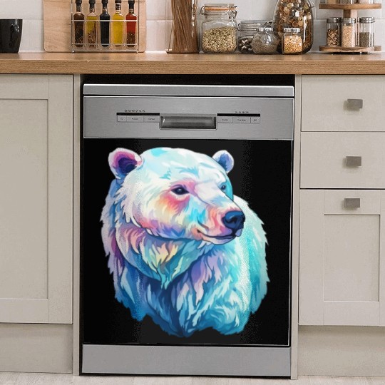 Polar Bear Roar in Winter Wonderland Watercolor Dish Washer Covers