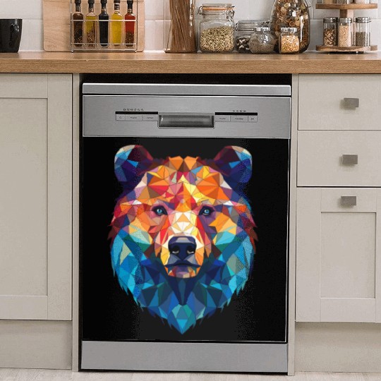 Wild Psychedelic Bear Geometric Vibrant Dish Washer Covers