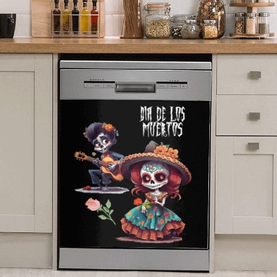 Vintage Mexican Day of the Dead skeleton Art Dish Washer Covers