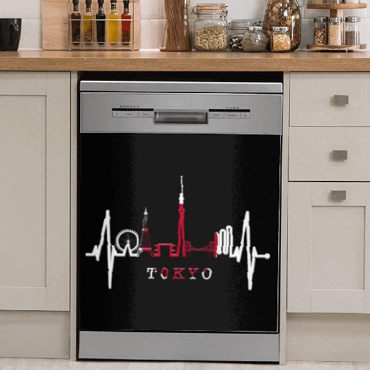 Tokyo Skyline Heartbeat Japanese Heart Love Tokyo Dish Washer Covers