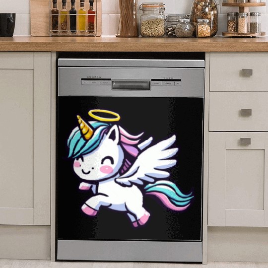 Heavenly Unicorn: Sweet Magic with Angel Wings Dish Washer Covers