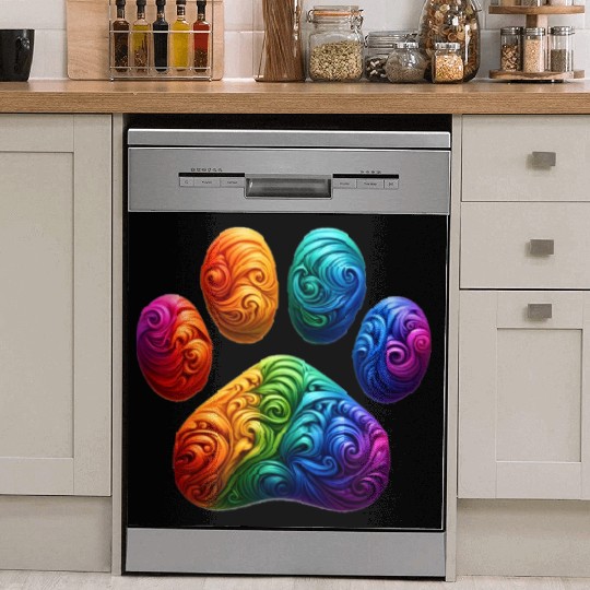 Colorful Paw Prints Edition Dish Washer Covers