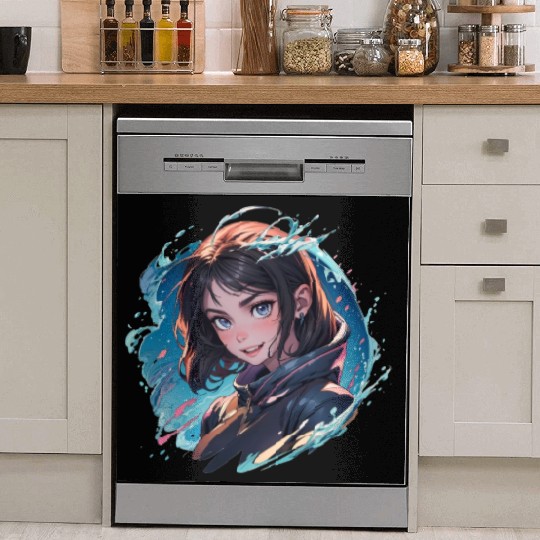 Adventure girl water splash Dish Washer Covers