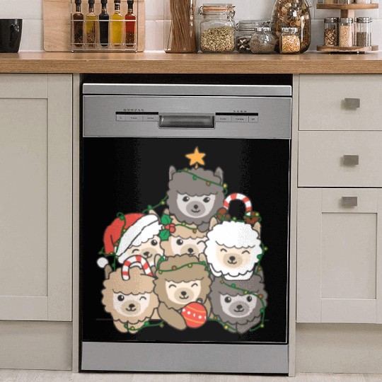 Alpaca Christmas Tree Funny Animal Christmas Dish Washer Covers