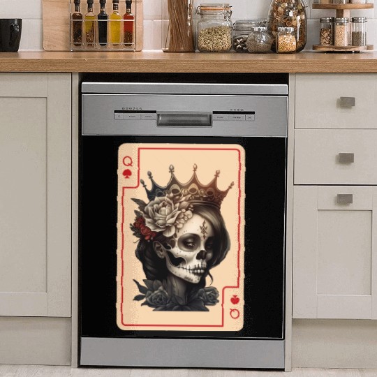 Gothic Halloween Card Game Creepy Poker Cards Dish Washer Covers