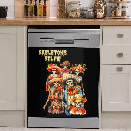 Mexican Holiday Day of the Dead Skeletons Selfie Dish Washer Covers