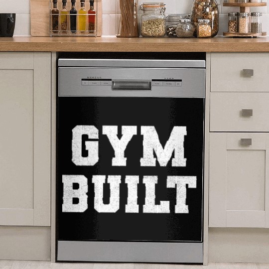 Gym Built White Typography Dish Washer Covers