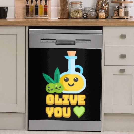 Olive You! Cute Olive I Love You Cartoon Dish Washer Covers