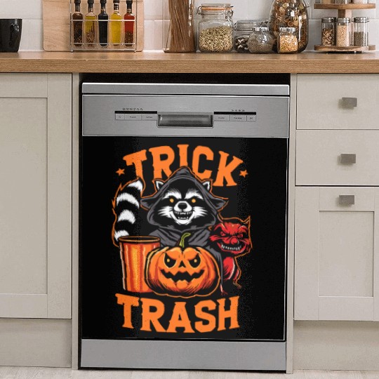trick or trash,scary halloween Dish Washer Covers