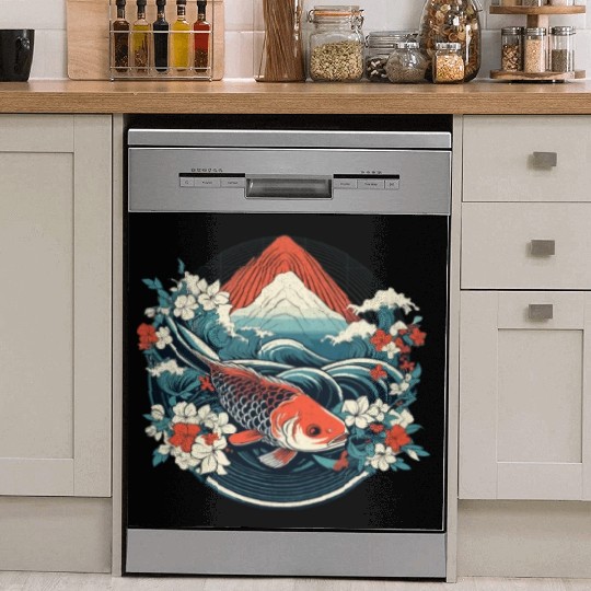 Koi Fish Koi Carp Japanese Koi Garden-Pond Koi Dish Washer Covers