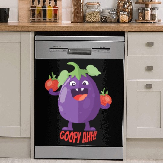 Eggplant Tomato Party Goofy Ahh Dish Washer Covers