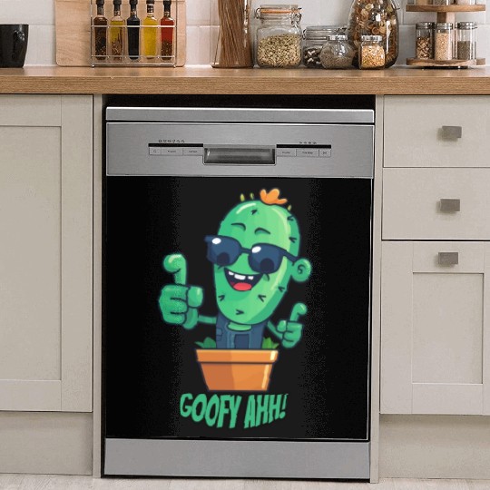 Fun Cactus Character Goofy Ahh Dish Washer Covers
