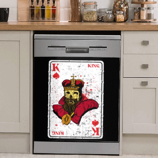 King on Spades Horror Halloween Card Game Creepy Dish Washer Covers