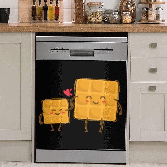 Waffle Mom with Waffle Child Dough Pastry Dish Washer Covers