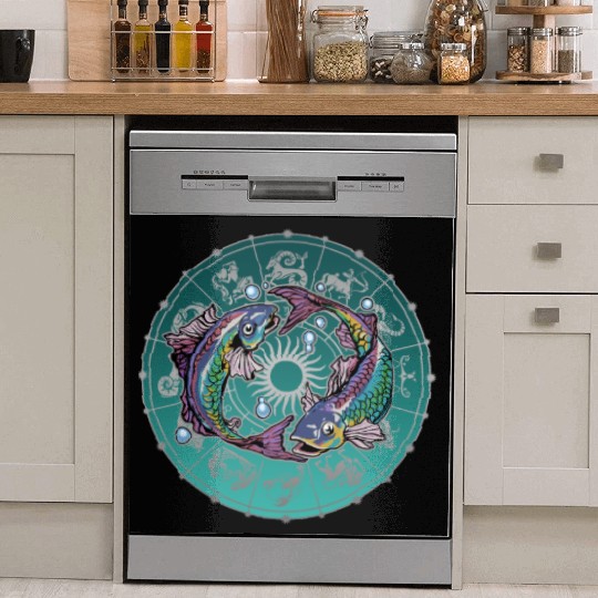 Pisces Zodiac star sign horoscope Astrology Dish Washer Covers
