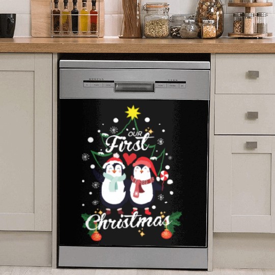 Penguins First Christmas Newborn Dish Washer Covers