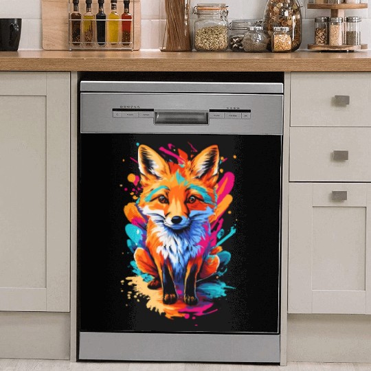 Fox Colourful - Cute Fox - Forest Animal Baby Fox Dish Washer Covers