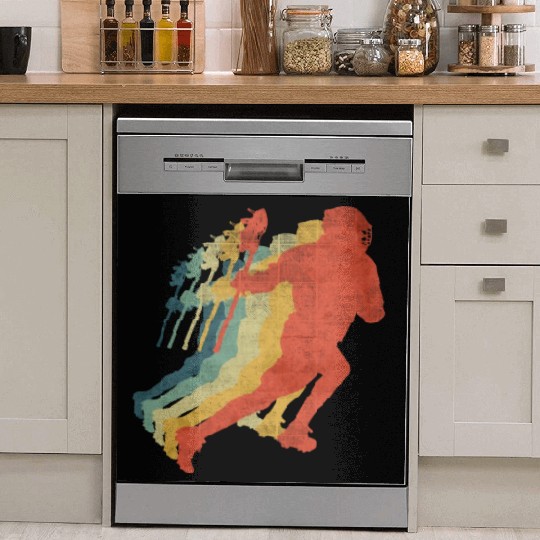 Lacrosse Player Running Retro Vintage Color Dish Washer Covers
